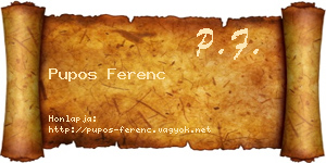 Pupos Ferenc névjegykártya