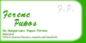 ferenc pupos business card